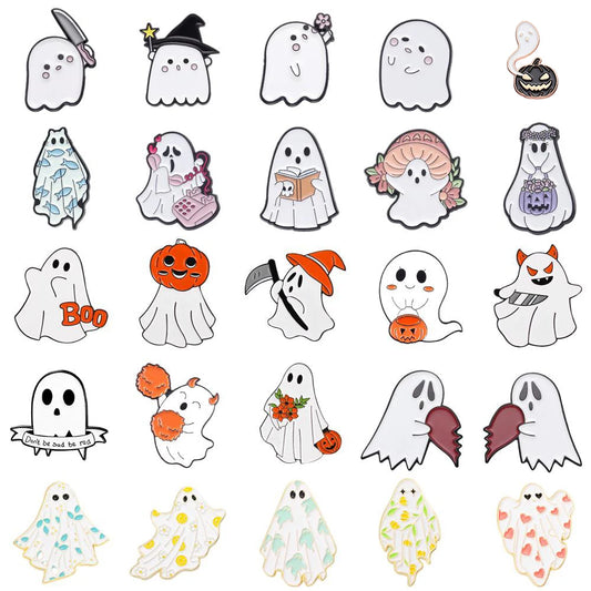 Halloween Ghost Enamel Pins Pumpkin Lapel Pins Cartoon Witch Breast Brooches