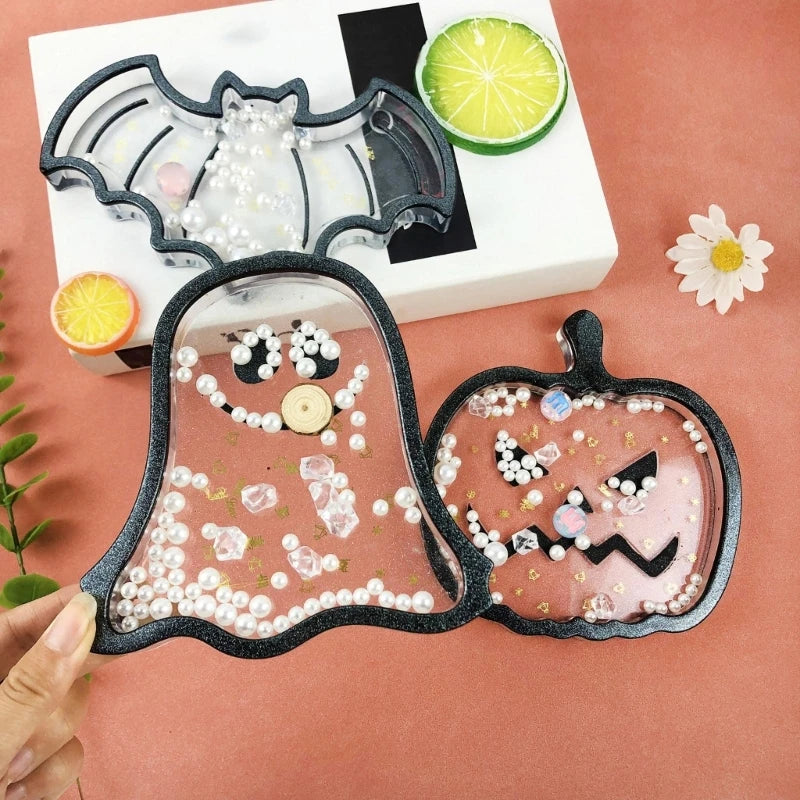 Halloween Pumpkin Bat Tray Silicone Mold for Epoxy Resin Casting