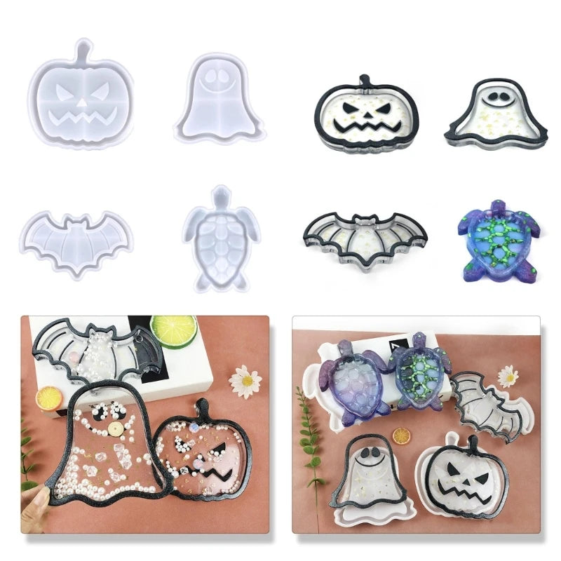 Halloween Pumpkin Bat Tray Drop Glue Mold