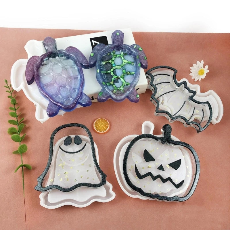 Halloween Pumpkin Bat Tray Drop Glue Mold
