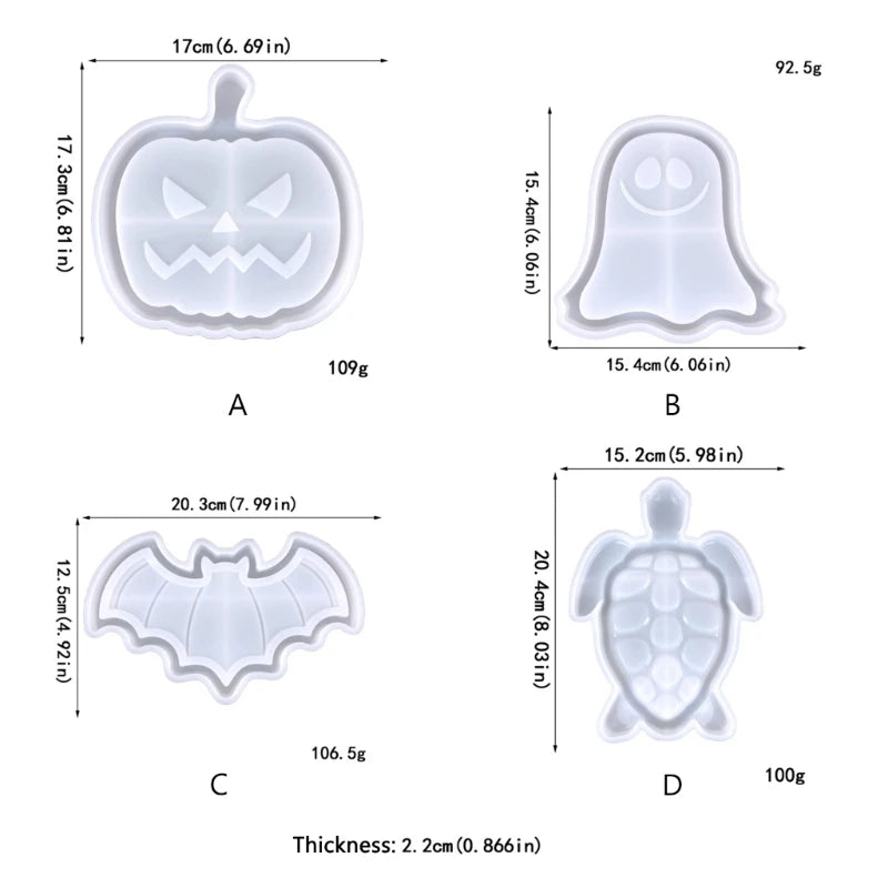 Halloween Pumpkin Bat Tray Drop Glue Mold