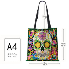 Vintage Women Skull Horror Eco Large Capacity Canvas Tote Bag