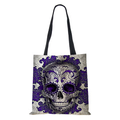 Vintage Women Skull Horror Eco Large Capacity Canvas Tote Bag