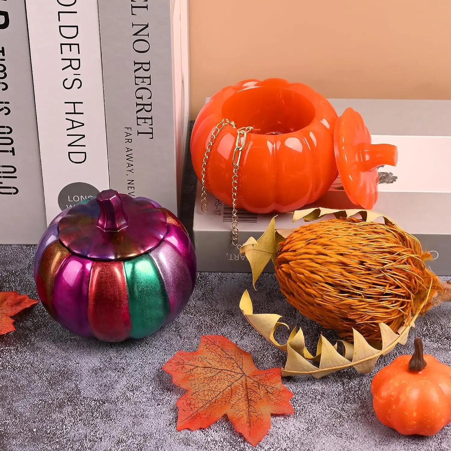Halloween Pumpkin Box Silicone Mold for Resin with Lid