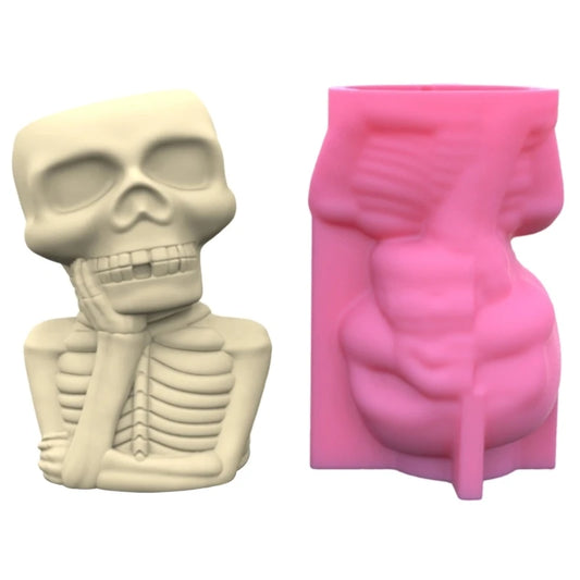 Skull Man Flower Pot Silicone Mold for Epoxy Resin Casting
