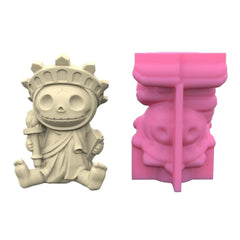 Halloween Skull Man Gypsum Flower Pot Silicone Mold Epoxy Resin Casting Mold