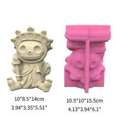 Halloween Skull Man Gypsum Flower Pot Silicone Mold Epoxy Resin Casting Mold