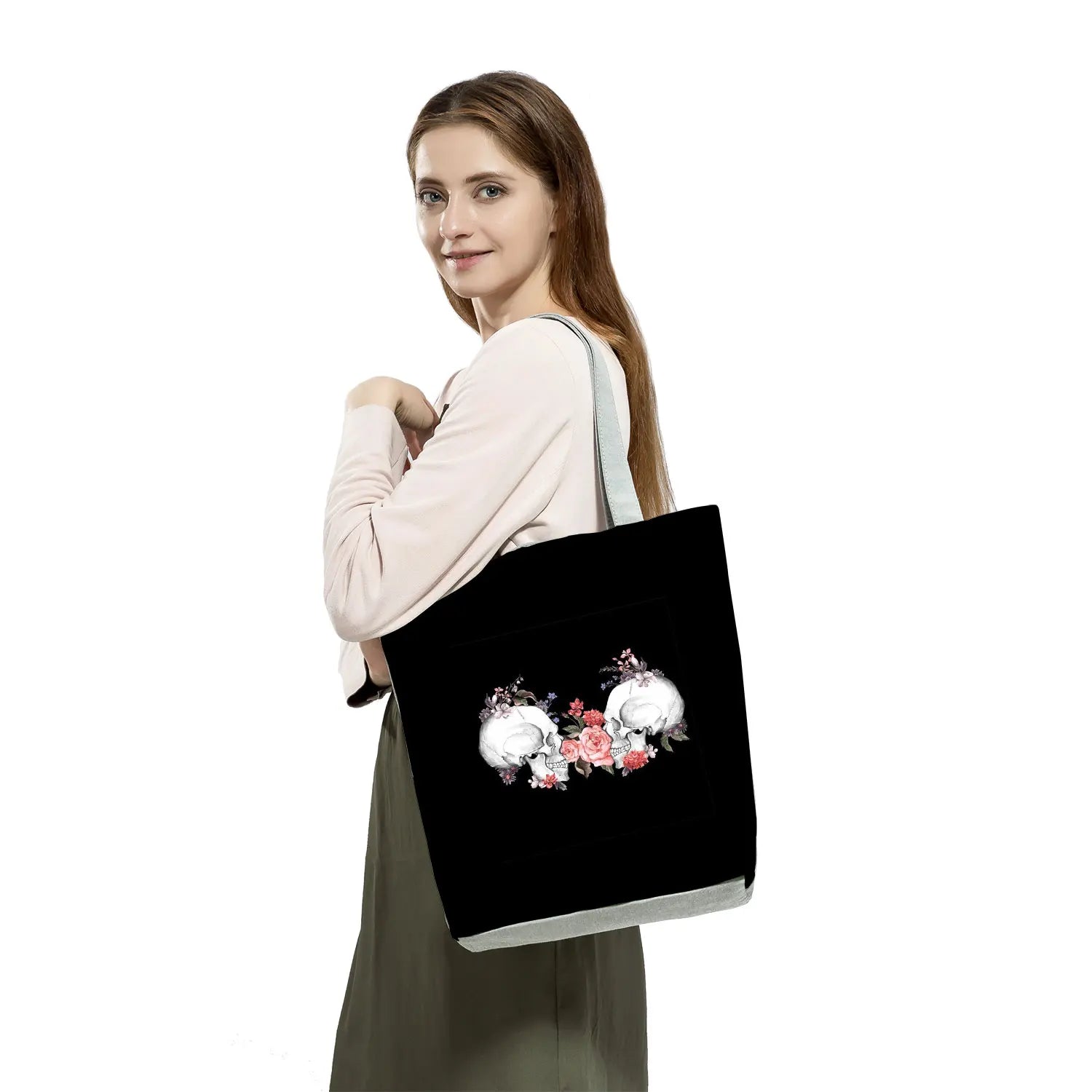 Halloween Skull Pattern Women's Handbag Polyester Tote Bag