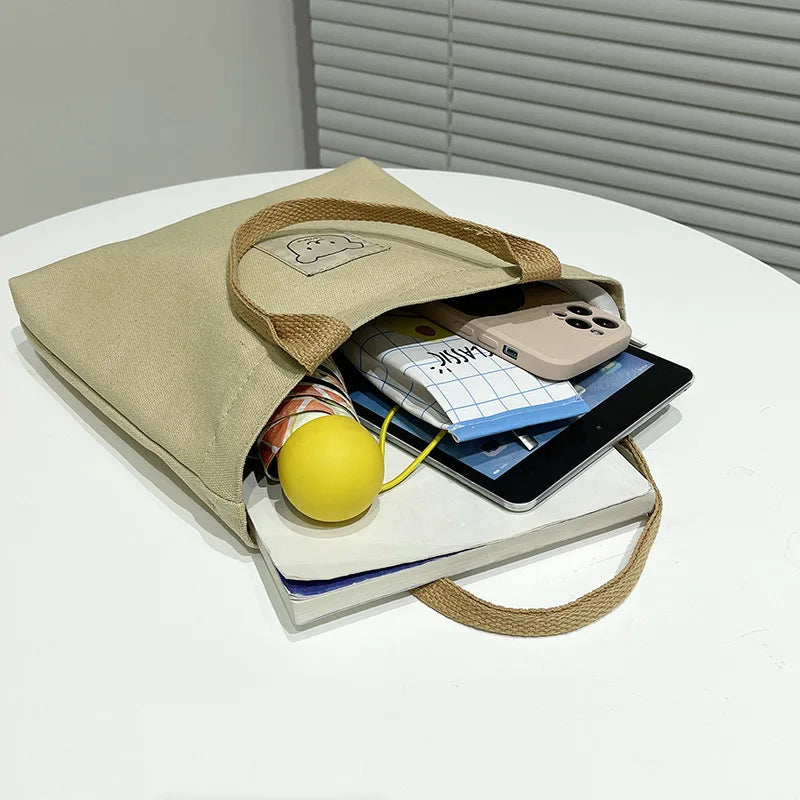 Canvas Handbag Girls School Shoulder Women'S Tote Bags Zipper