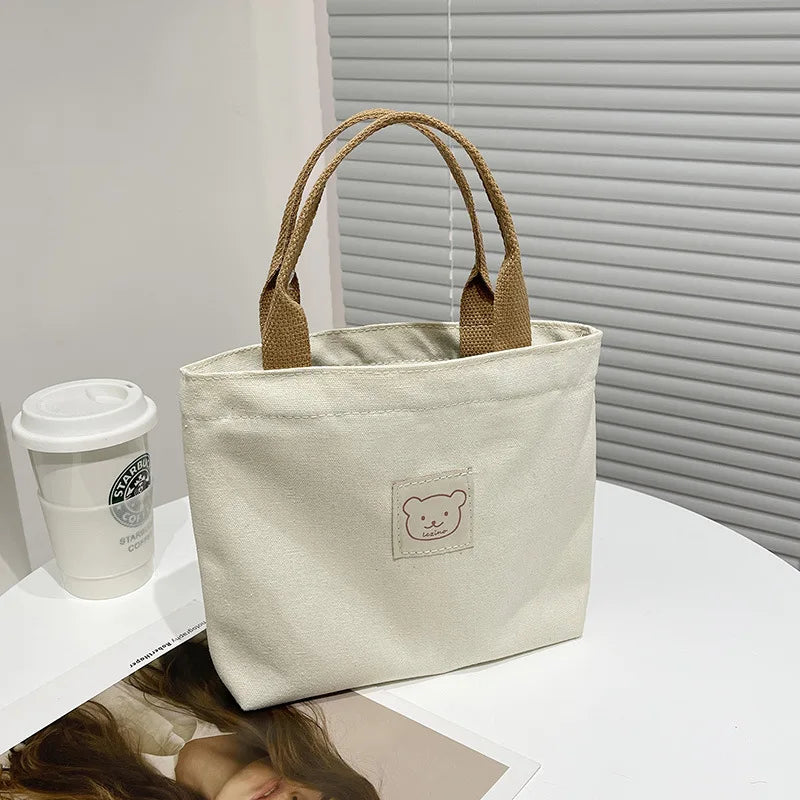 Canvas Handbag Girls School Shoulder Women'S Tote Bags Zipper
