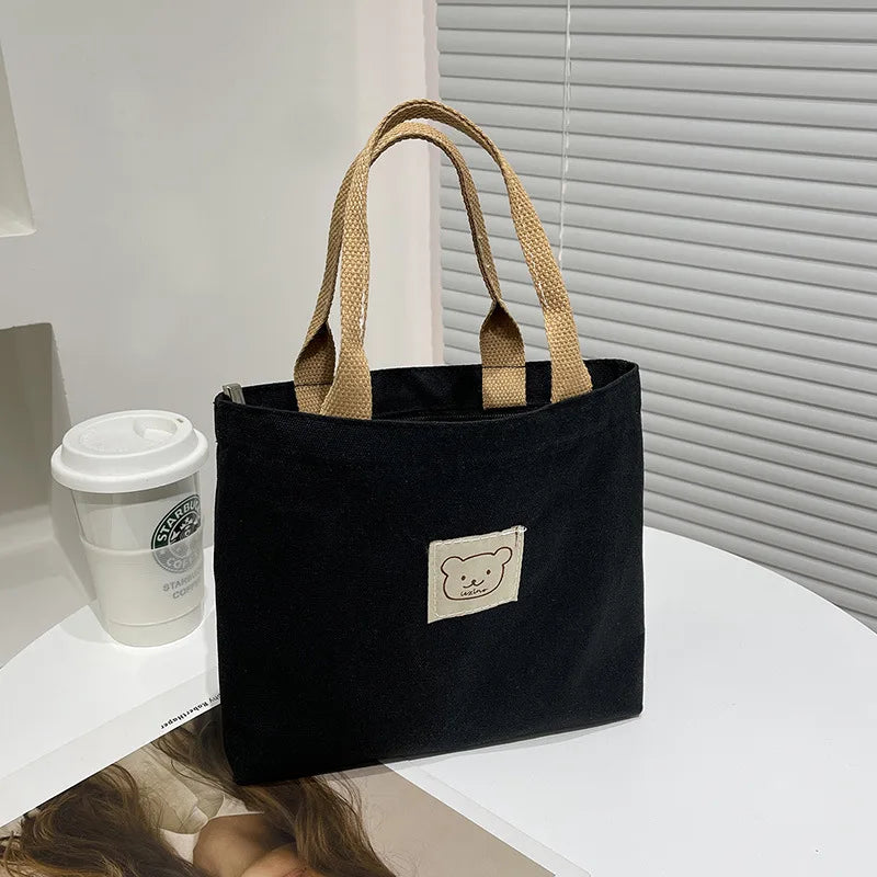 Canvas Handbag Girls School Shoulder Women'S Tote Bags Zipper