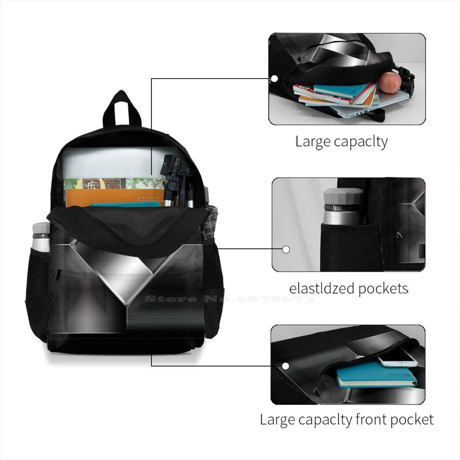 3D Print Backpack Casual Bag Modern Fantasy Lines