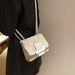 Fluffy Shoulder Handbag Tote Square Crossbody Wallet for Women