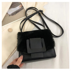 Fluffy Shoulder Handbag Tote Square Crossbody Wallet for Women