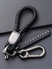 Hand Woven Leather Car Key Chain with Metal Clasp
