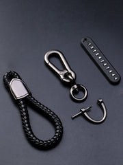 Hand Woven Leather Car Key Chain with Metal Clasp