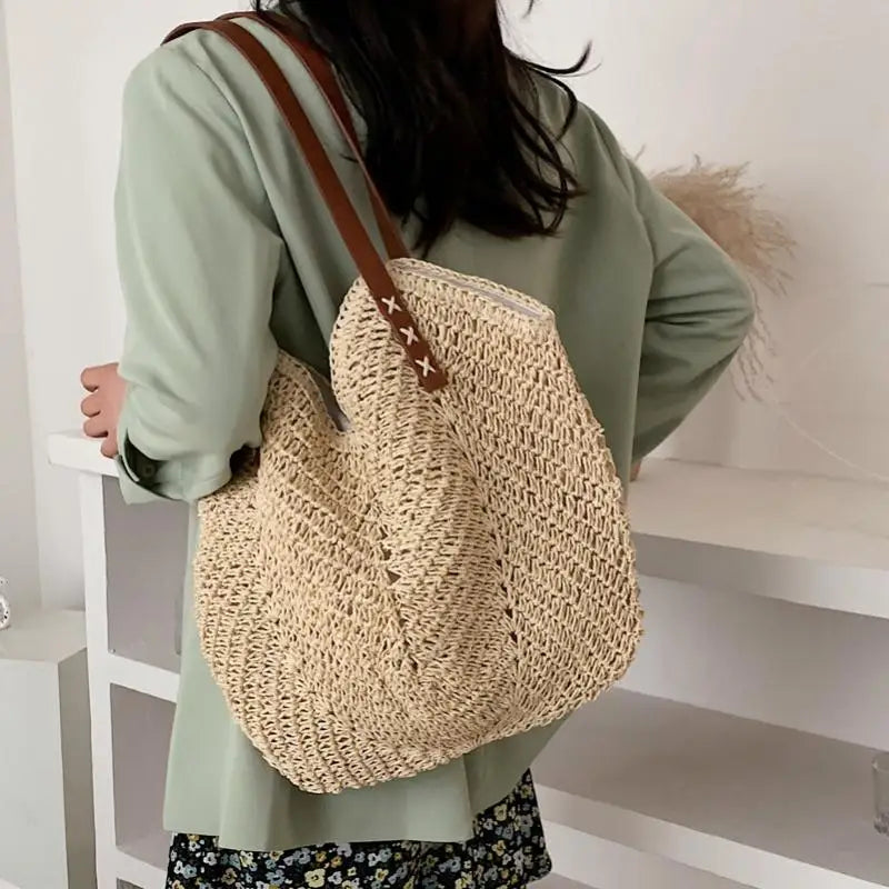 Straw Women's Shoulder Handbag Bohemian Summer Beach Tote Bag