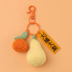 Hand Crocheted Peach Doll Pendant Key Chain Backpack Decoration
