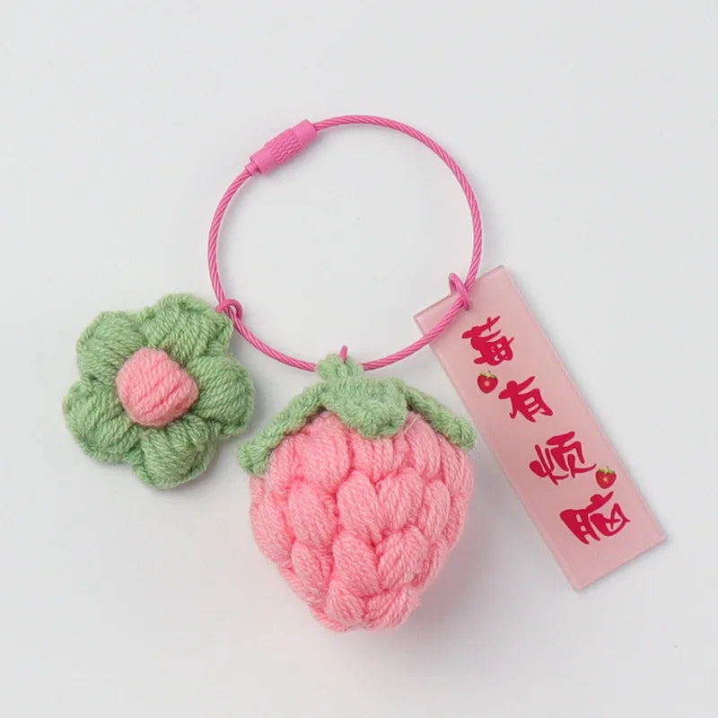 Hand Crocheted Peach Doll Pendant Key Chain Backpack Decoration