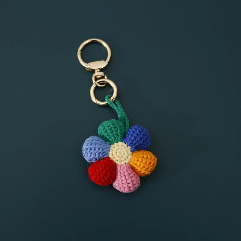 Hand Crocheted Peach Doll Pendant Key Chain Backpack Decoration