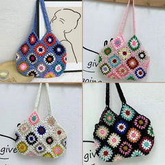 Hand-Woven Rainbow Messenger Bag Bucket Bag Key Bag Wallet Storage Bag