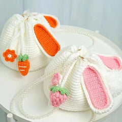 Hand woven rabbit bag carrot Bucket Bag Messenger Bag