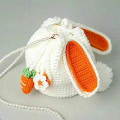 Hand woven rabbit bag carrot Bucket Bag Messenger Bag