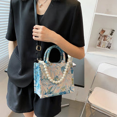 Vintage Oil Painting Canvas Tote Bag for Women
