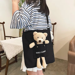 Canvas Bag Woman Casual Femele Shoulder Bags Bear Canvas Shoulder Bags