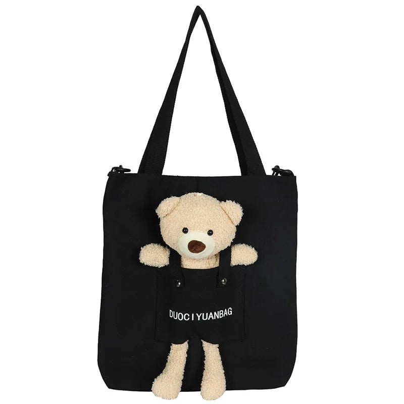 Canvas Bag Woman Casual Femele Shoulder Bags Bear Canvas Shoulder Bags