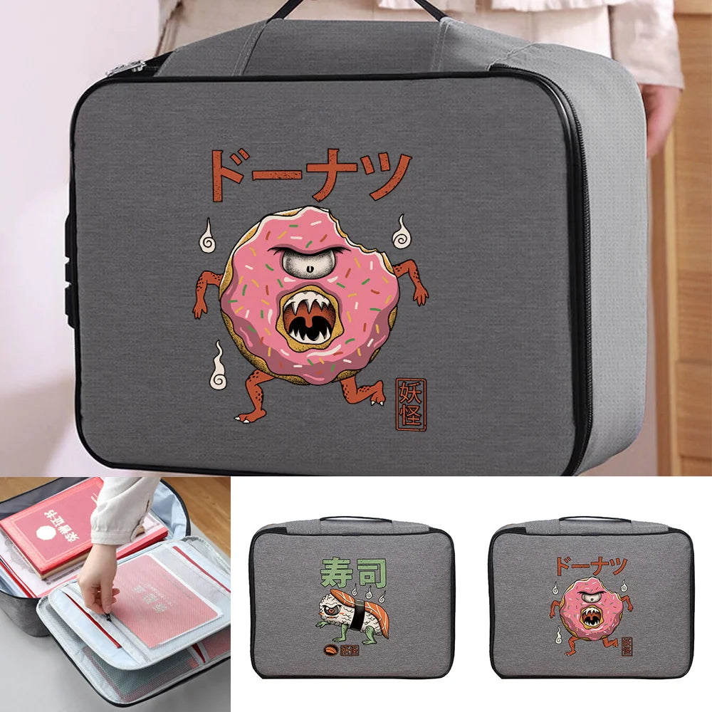 Handbag Documents Organizer Monster Print Waterproof Briefcase