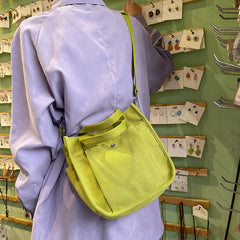 Canvas Casual Tote Student Shoulder Bag Magnetic Buckle Crossbody Bag