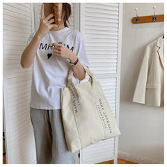 Canvas Shoulder Tote Bag Minimalist Style Large Women Reusable Purse