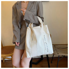 Canvas Shoulder Tote Bag Minimalist Style Large Women Reusable Purse