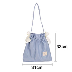 Drawstring Shoulder Bag Large Capacity Nylon Girl Shopping Tote Bag