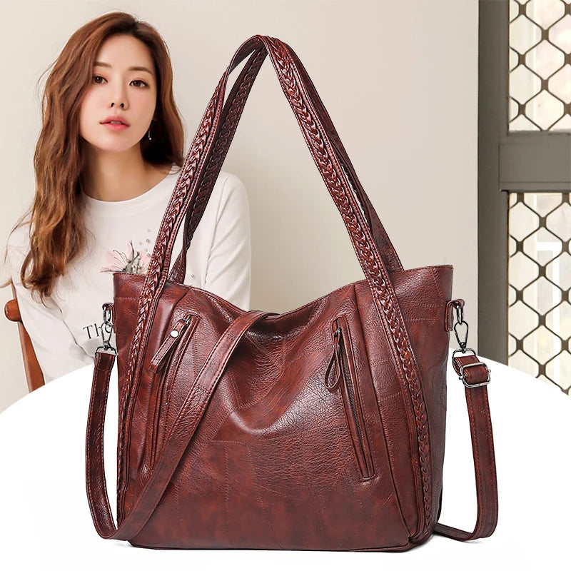 Large Lady Bag Soft Leather Shoulder Bag