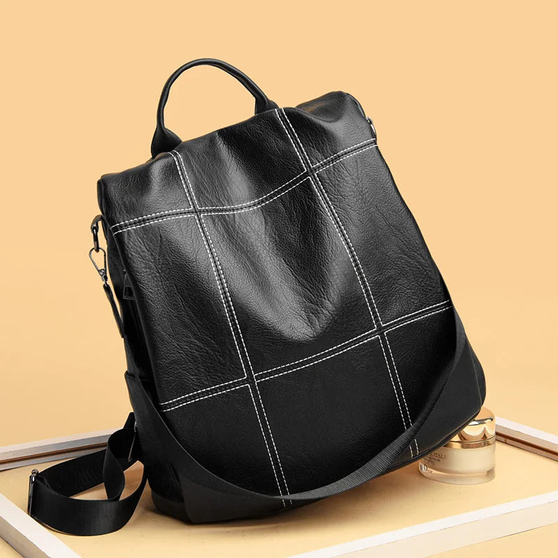 Women's Large PU Leather Backpack Schoolbag Shoulder Bag for Girls