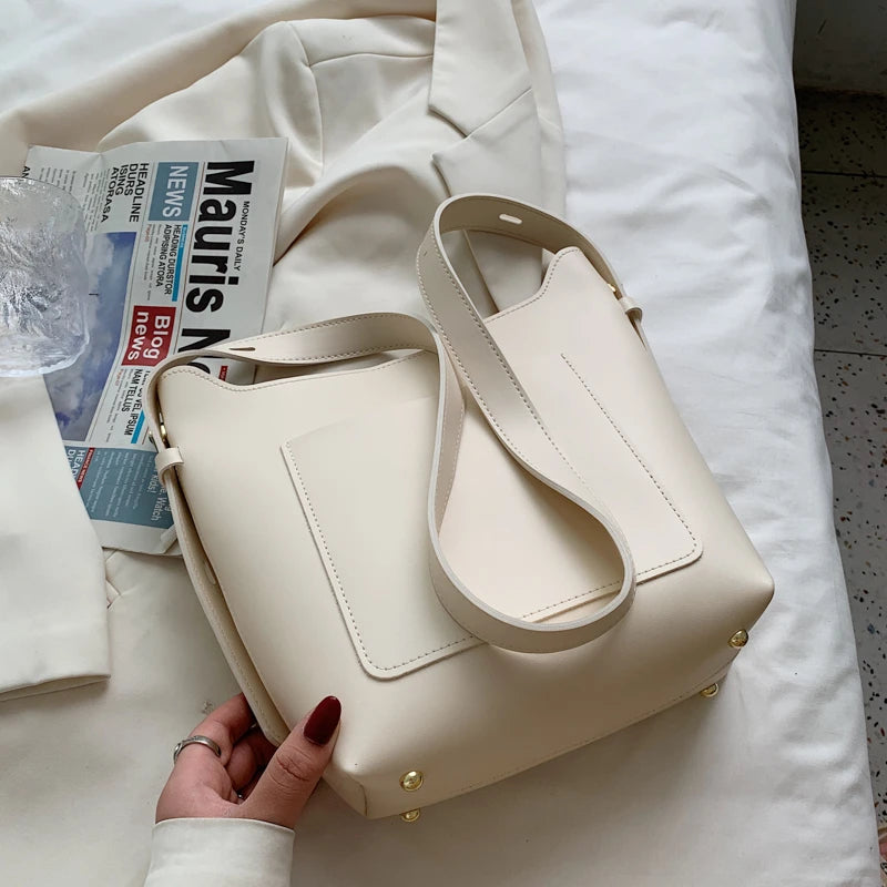 Vintage Leather Tote Bag Set for Women