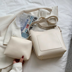 Vintage Leather Tote Bag Set for Women