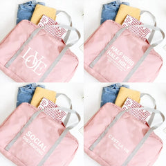 Text Print Foldable Zipper Large Capacity Organizer Bag