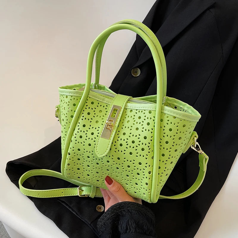 Hollow Wing Shoulder Bag Summer Bucket Purse Handbag