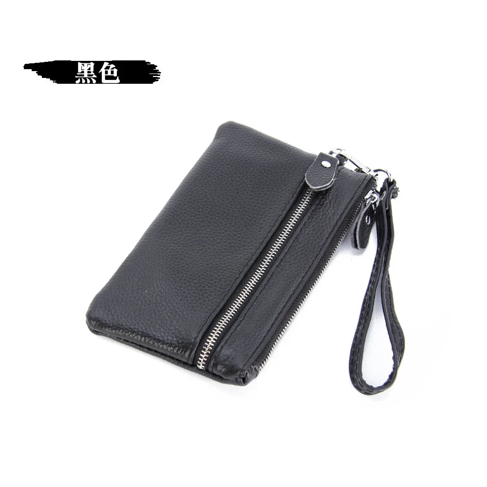 Women's Leather Key Case Pouch Clutch with Wrist Strap