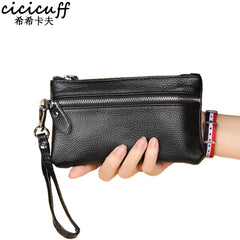 Women's Leather Key Case Pouch Clutch with Wrist Strap