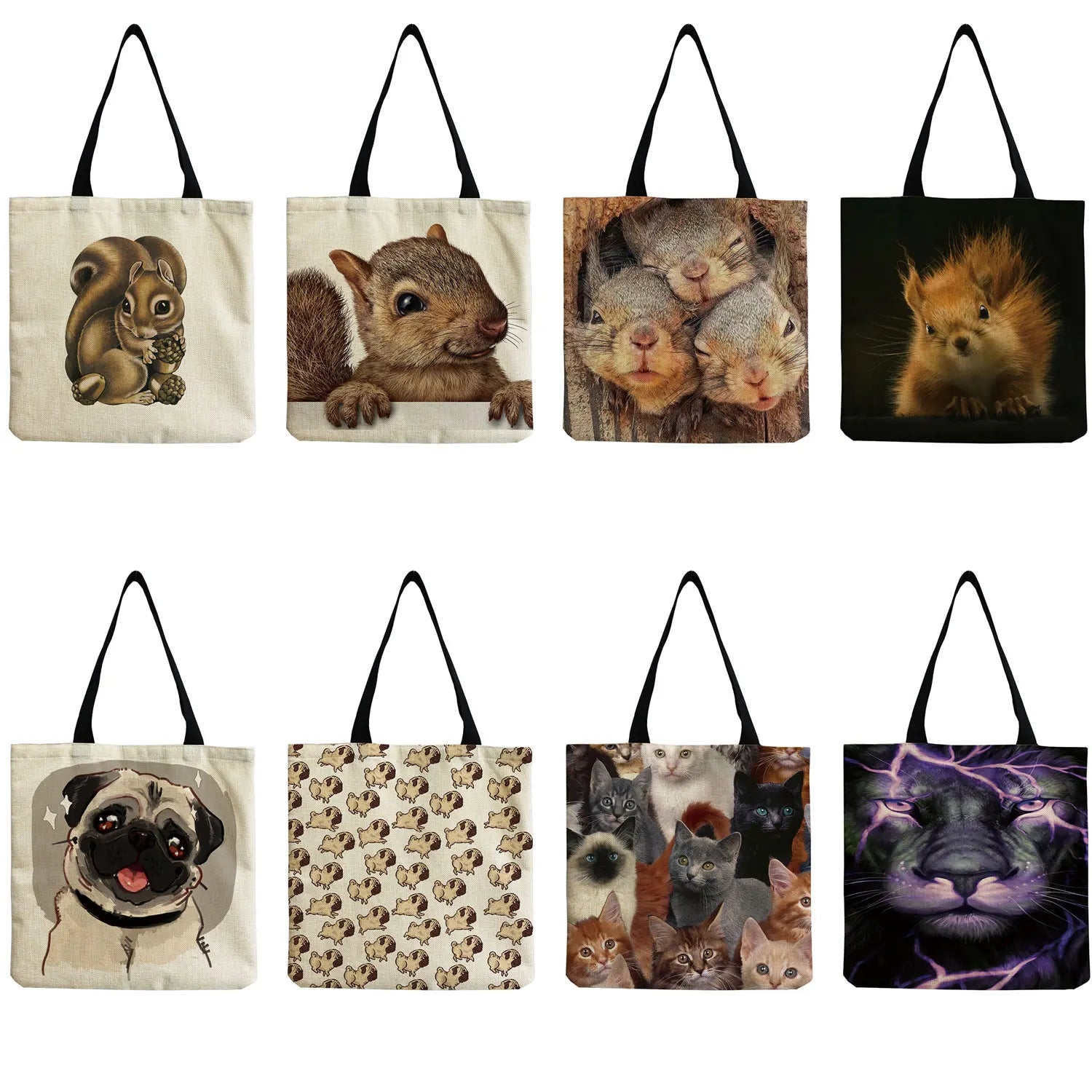 Animal Print Shopper Shoulder Bag High Capacity Portable