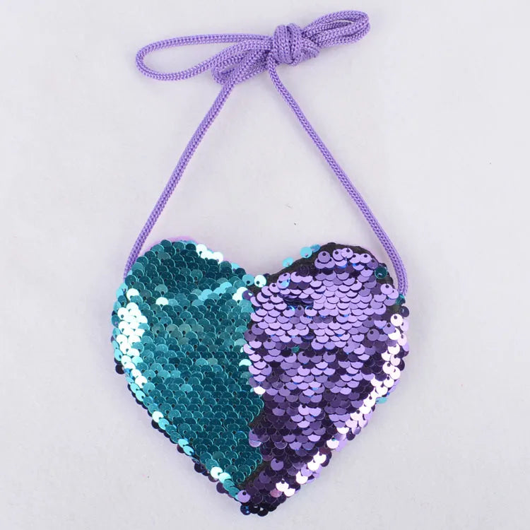 Kids Mermaid Sequins Messenger Bag Coin Purse Sac A Dos