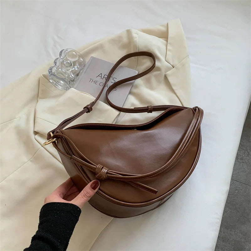 PU Leather Banana Crossbody Bag Women Shoulder Phone Purse