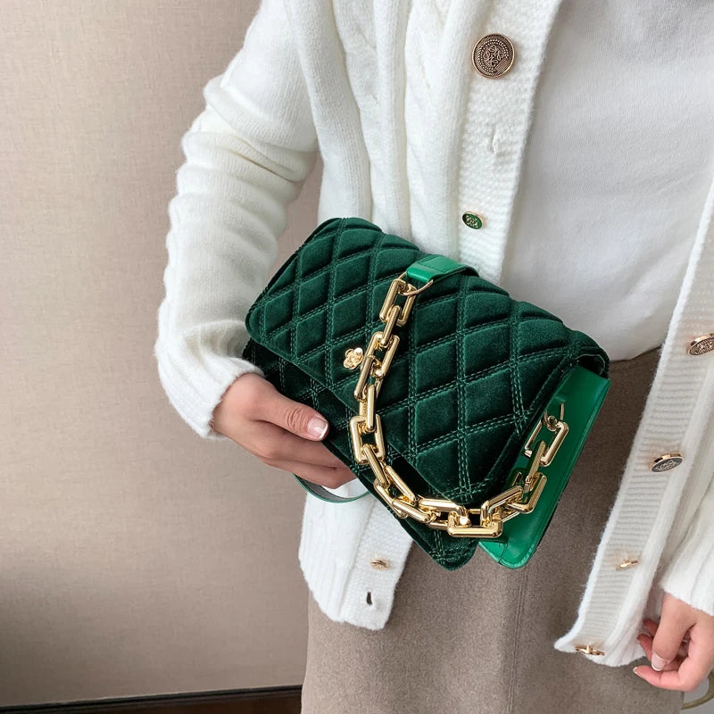 Velvet Chain Handbag Girls Purse Small Bag Women