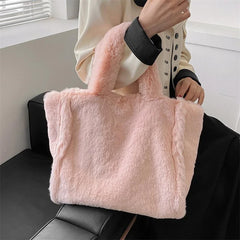 Plush Outdoor Shoulder Bag Soft Totes for Women