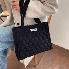 Corduroy Tote Casual Handbag Soft Reusable Solid Female Shopping Bag