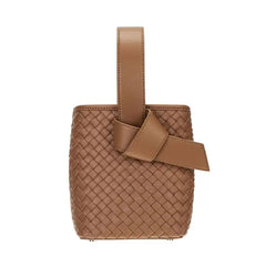 Women's Spring Woven Lace Up Bucket Shoulder Bag